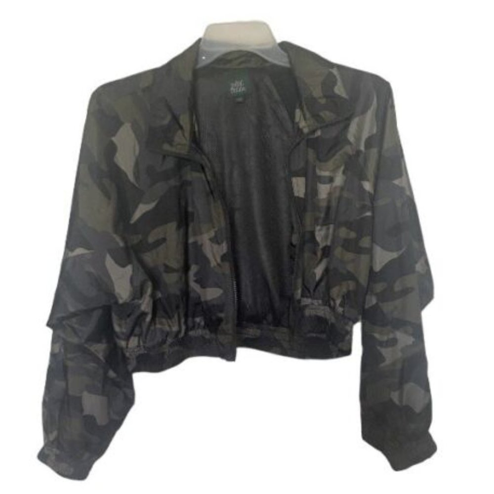 Wild Fable Camo Windbreaker Jacket Women's XL Brown Green Full Zip Collared